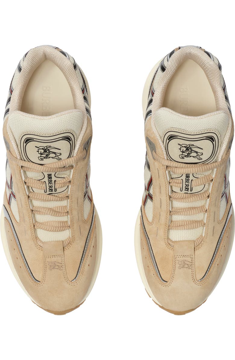 Burberry Nylon, Suede and Leather Eclipse Sneakers, Alternate, color, Flax Beige/Silver