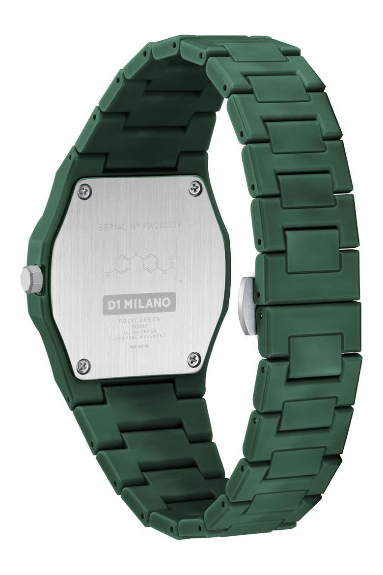 Polycarbon Bracelet Watch, 37mm, Alternate, color, GREEN