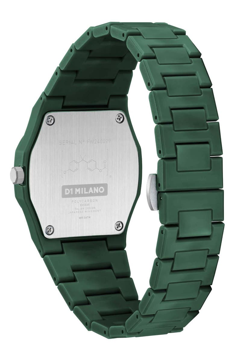 D1 Milano Polycarbon Bracelet Watch, 37mm, Alternate, color, Green