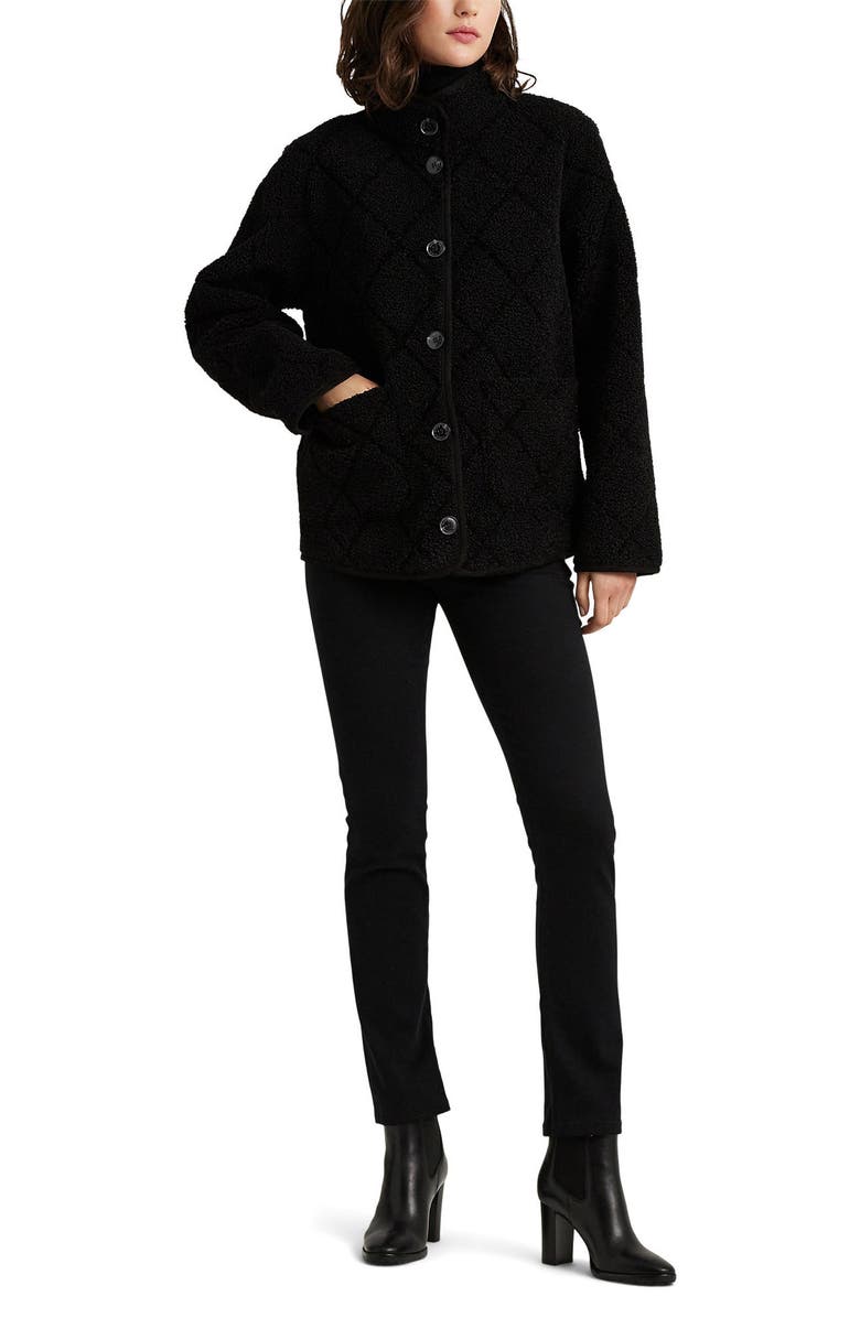 Lauren Ralph Lauren Quilted Faux Shearling Jacket, Alternate, color, 