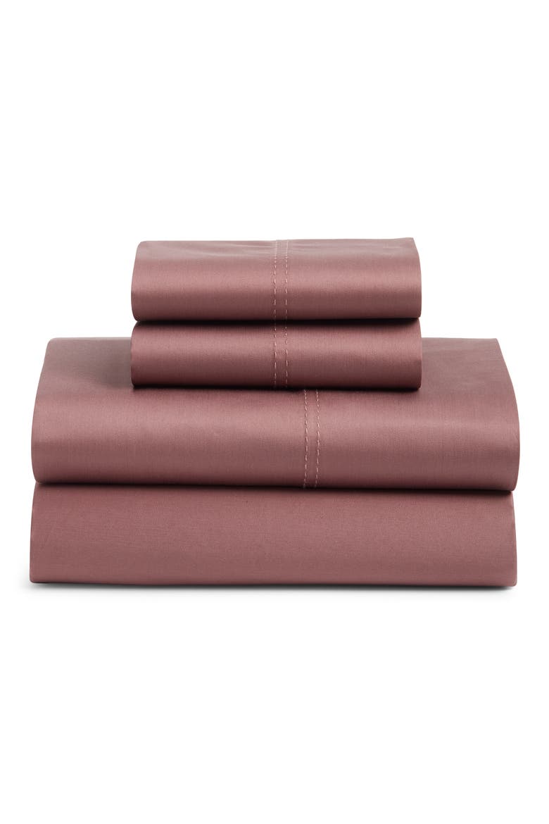 400 Thread Count Organic Cotton Sateen Sheet Set, Main, color, PURPLE TAUPE