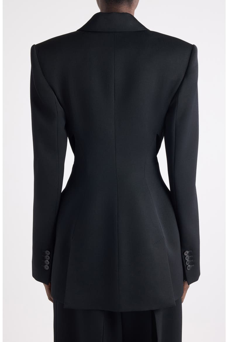 Double Breasted Slashed Wool Blazer, Alternate, color, BLACK