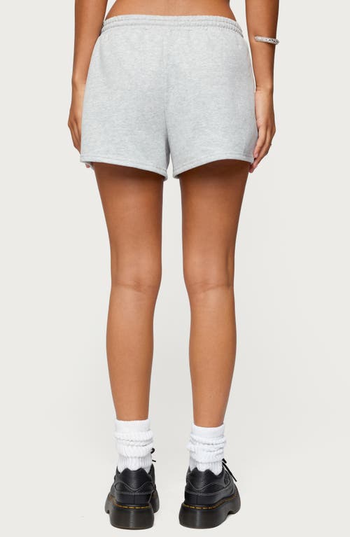 Edikted Off Duty Cotton Blend Graphic Sweat Shorts In Gray