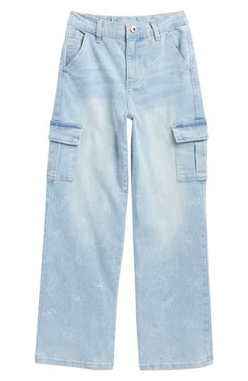 Ymi Kids' Bow Cargo Jeans In Blue