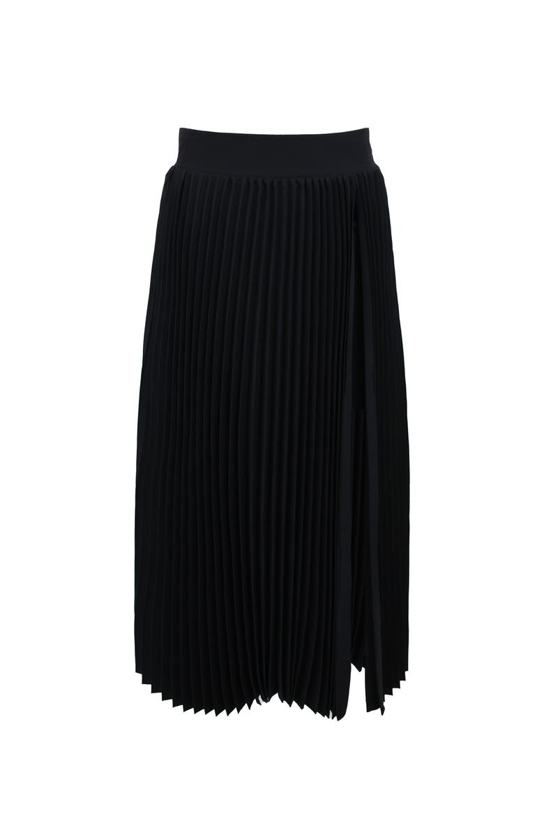THEO The Label Atlas Pleated High Slit Skirt, Main, color, Black