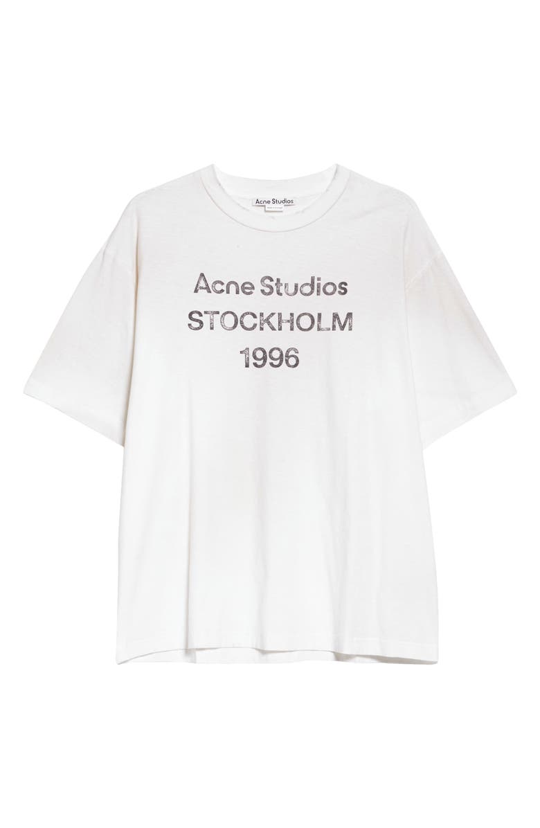 Acne Studios Exford 1996 Mélange Distressed Logo Cotton & Hemp Graphic T-Shirt, Alternate, color,