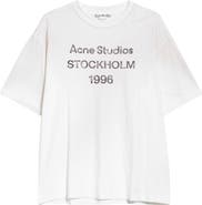 Acne Studios Exford 1996 Mélange Distressed Logo Cotton & Hemp Graphic T-Shirt