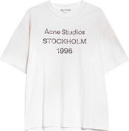 Acne Studios Exford 1996 Mélange Distressed Logo Cotton & Hemp Graphic T-Shirt