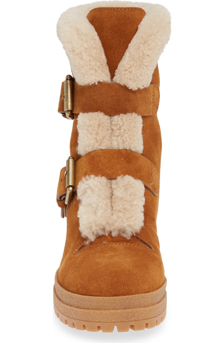 See by Chloé Brandie Genuine Shearling Buckle Bootie, Alternate, color,