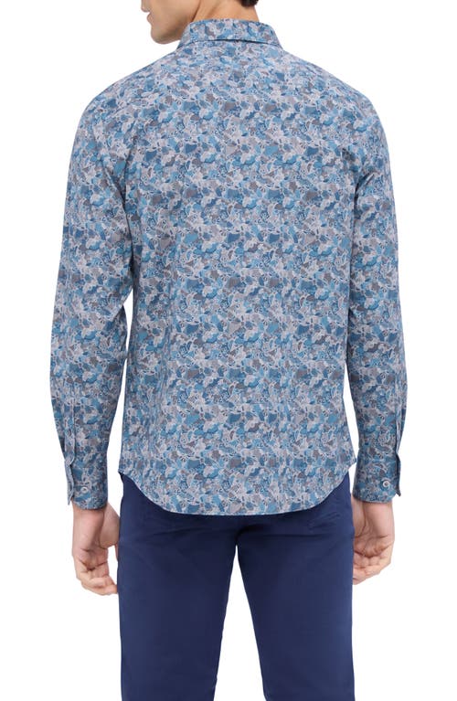 Bugatchi Julian Shaped Fit Abstract Print Button-up Shirt In Teal