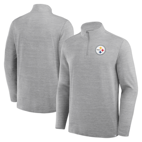 Men's Fanatics Heather Gray Pittsburgh Steelers Clutch Quarter-Zip Pullover