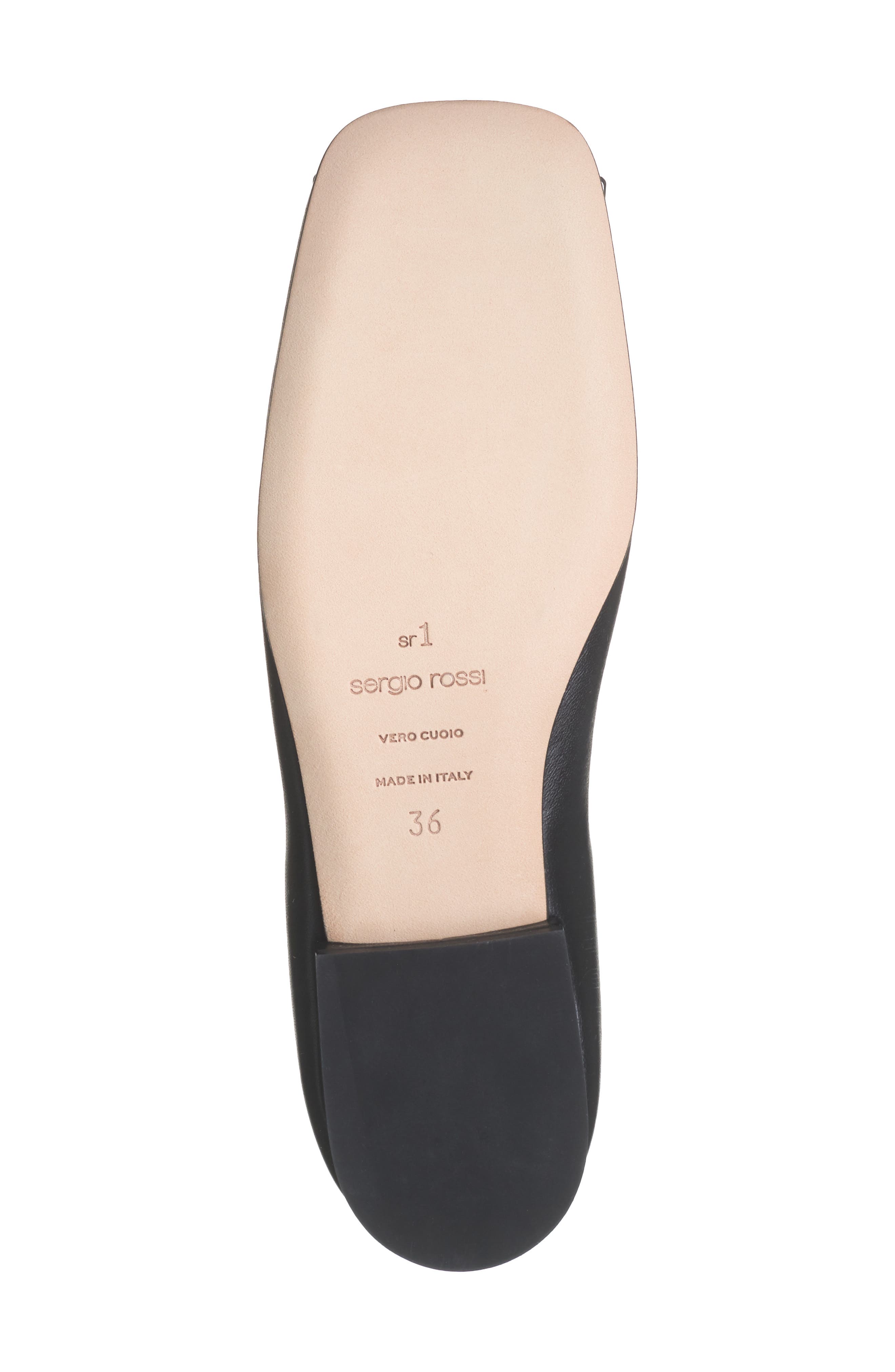 Sergio Rossi Grommet Fringe Flap Ballerina Flat, Alternate, color, 