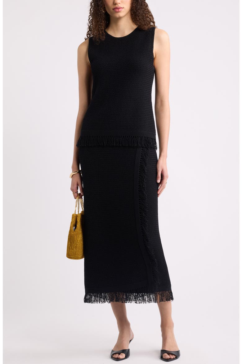 Fringe Hem Tank Sweater, Alternate, color, BLACK