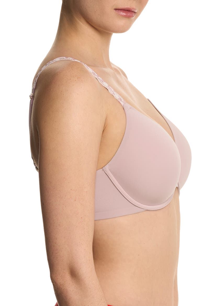 Pure Luxe Underwire T-Shirt Bra, Alternate, color, PINK VELVET/ IVORY ROSE