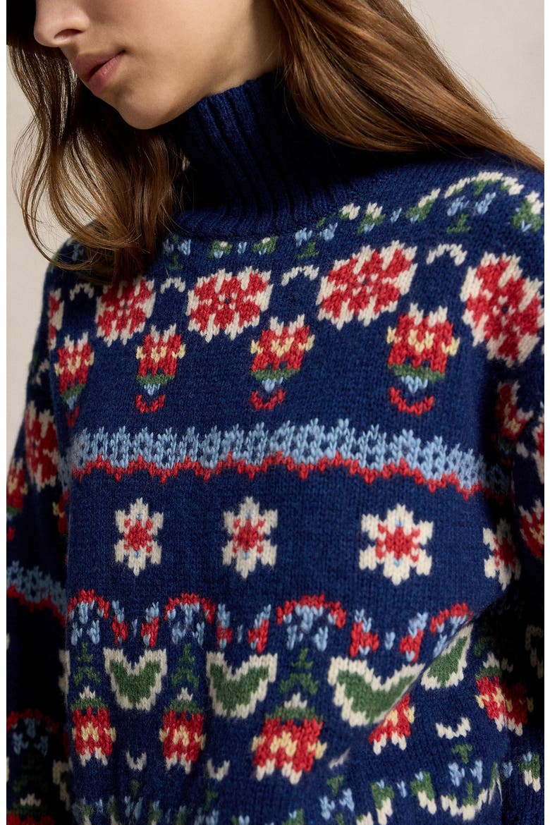 Fair Isle Mock Neck Sweater, Alternate, color, BLUE MU