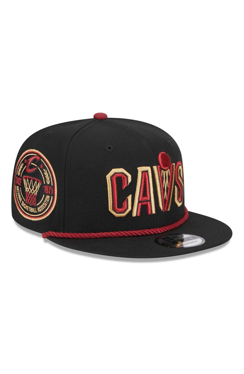 New Era Men's New Era Black Cleveland Cavaliers Back Laurels 9FIFTY Snapback Hat, Alternate, color, 