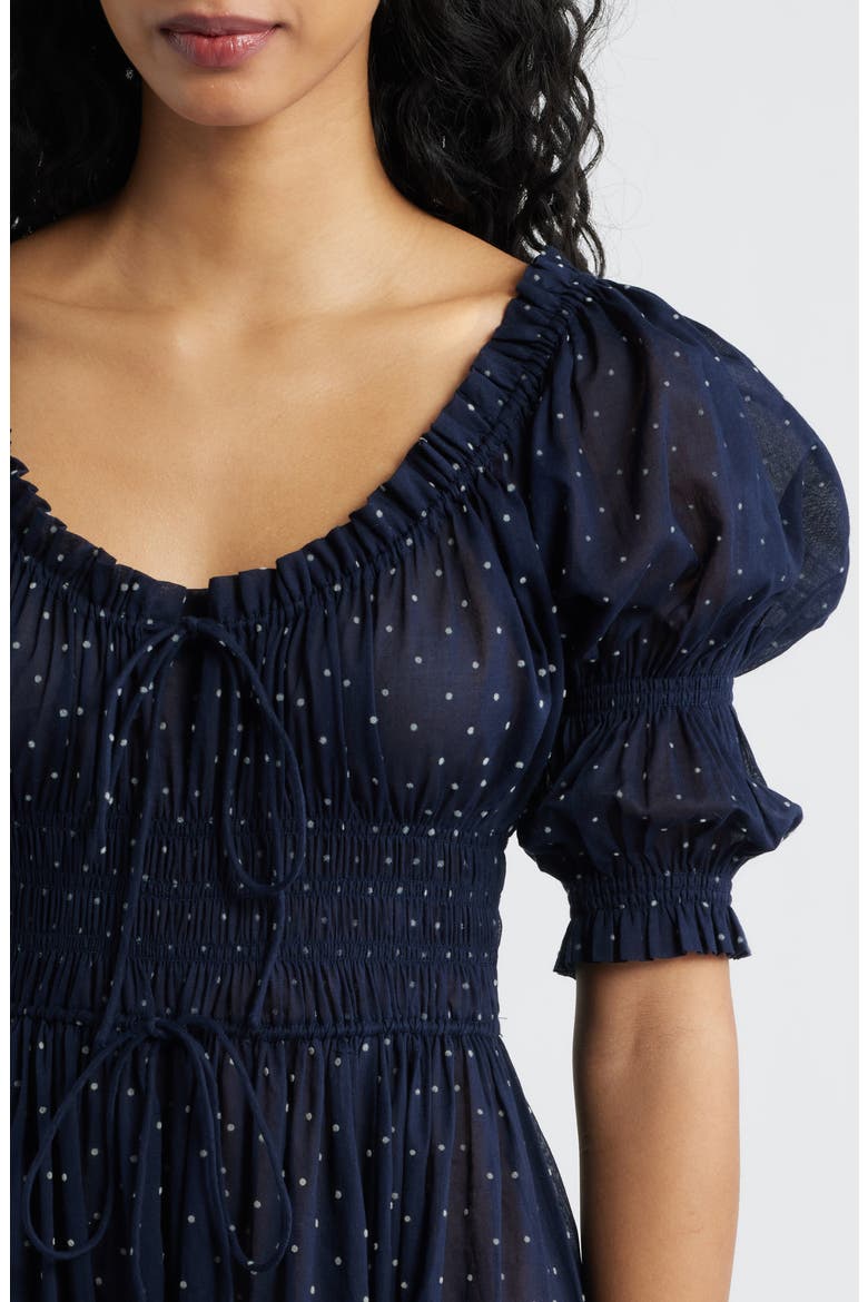 Ischia Convertible Organic Cotton Maxi Dress, Alternate, color, NAVY FLOCK DOT