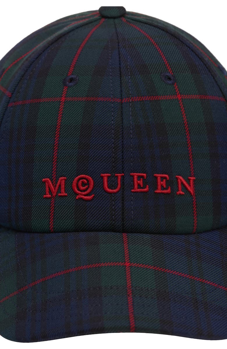 McQueen Plaid Logo Adjustable Baseball Cap, Alternate, color, Navy/ Red