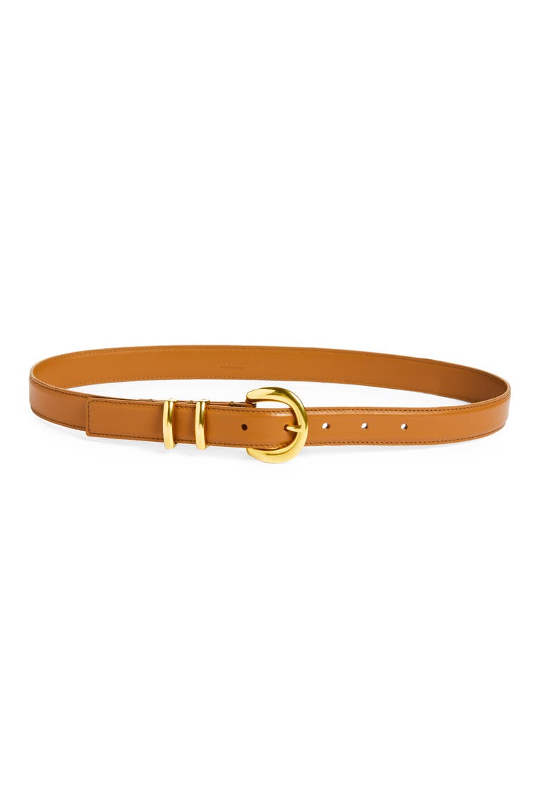 Round Buckle Leather Belt, Main, color, CANYON