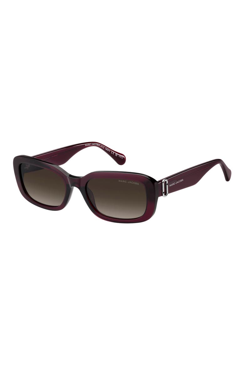 55mm Rectangular Sunglasses, Alternate, color, BURGUNDY/ BROWN SF