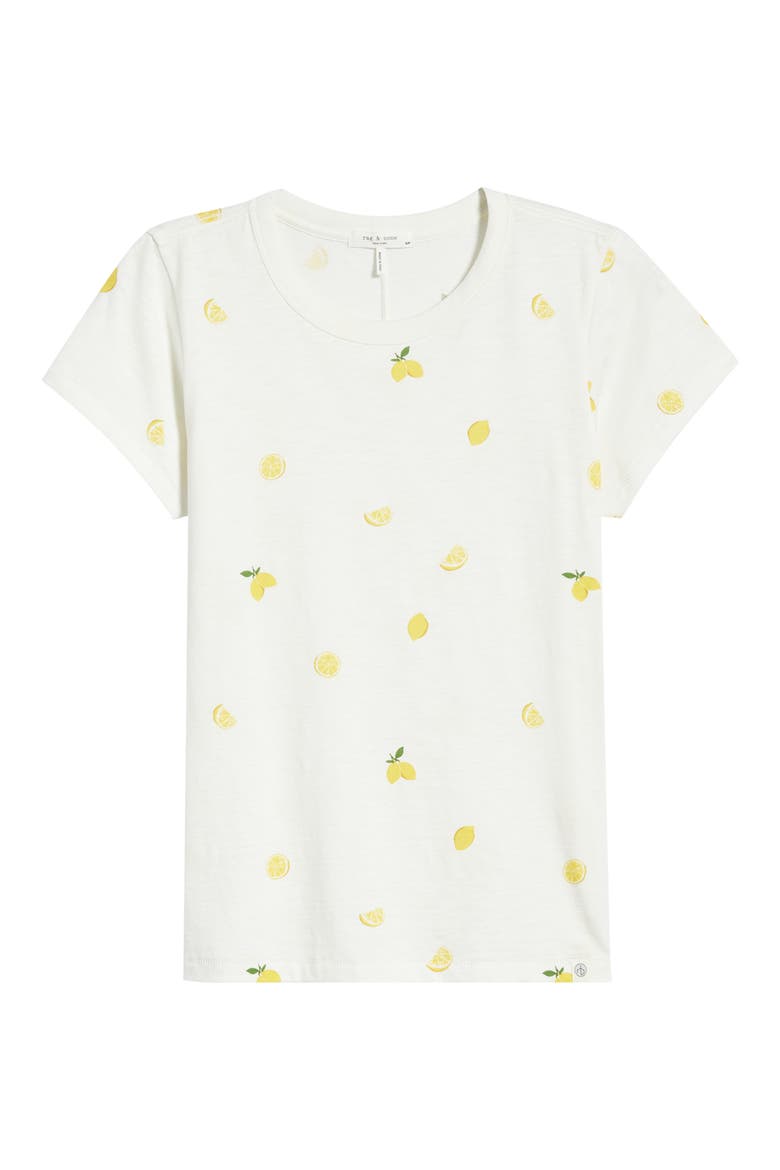 Lemon Print Cotton Tee, Alternate, color, BONE