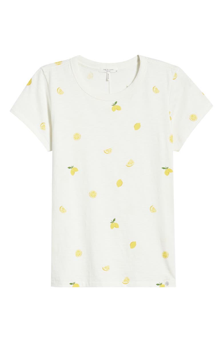 rag & bone Lemon Print Cotton Baby Tee, Alternate, color, Bone