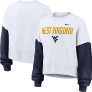 Nike Women's Nike White West Virginia Mountaineers Color-Block Oversized Cropped Pullover Sweatshirt