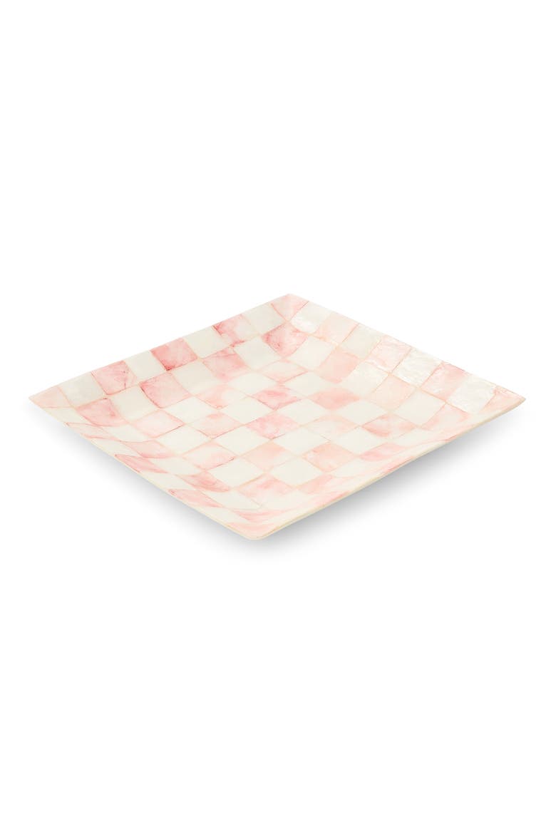 Rosy Check Capiz Catchall Tray, Main, color, ROSY