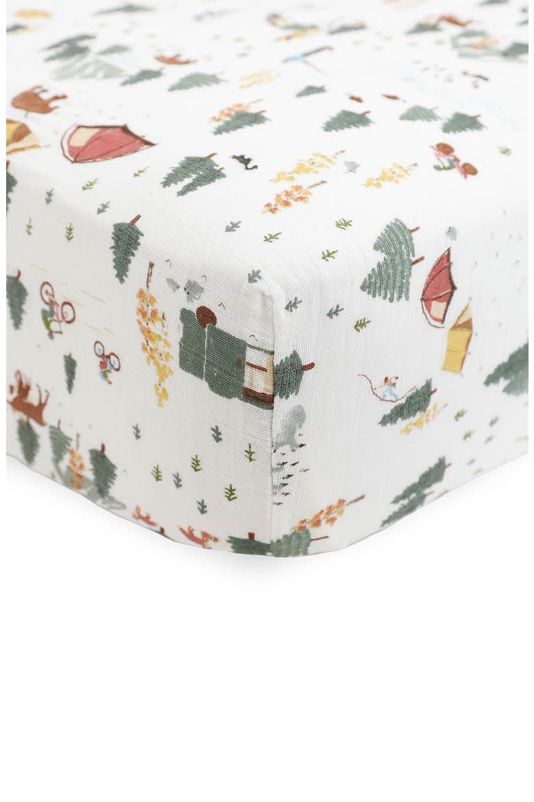 Organic Cotton Muslin Crib Sheet, Alternate, color, ALPINE ADVENTURE