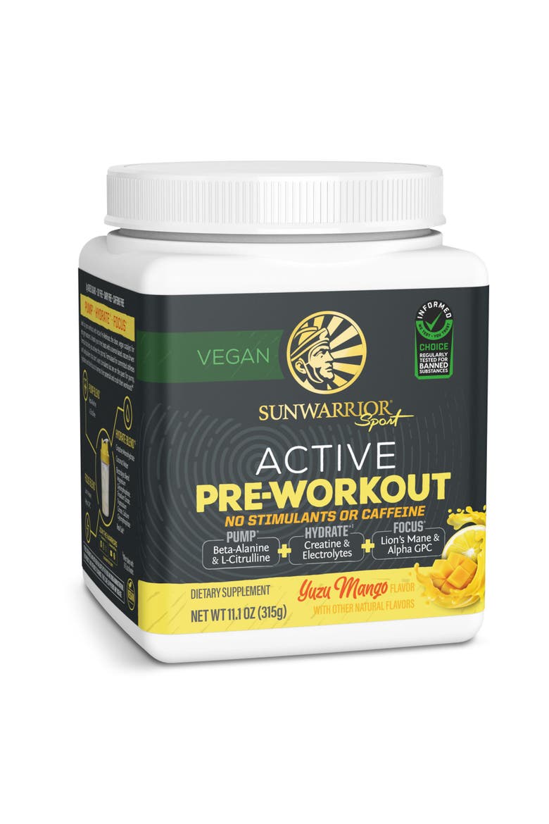 Active Pre-Workout Powder, NON STIM, 315gm Tub, Main, color, Yuzu Mango