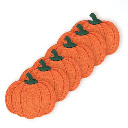 C & F Home C&f Home Pumpkin Oval Placemats Set Of 6 Harvest Autumn Fall Thanksgiving Orange, 16" X 19" In Orange