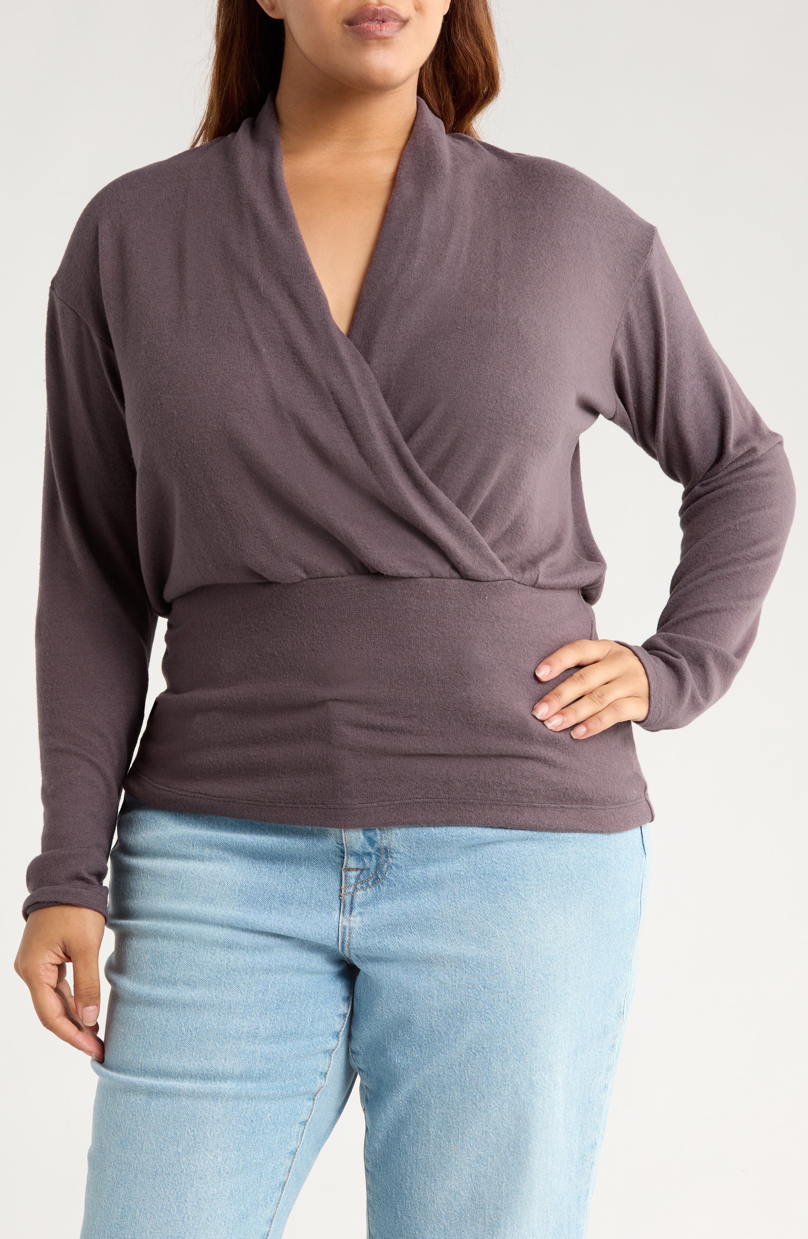 Renee C Surplice V-Neck Long Sleeve Top