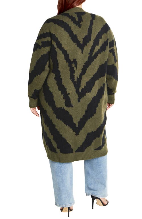 City Chic Earn Your Stripes Cardigan In Gray