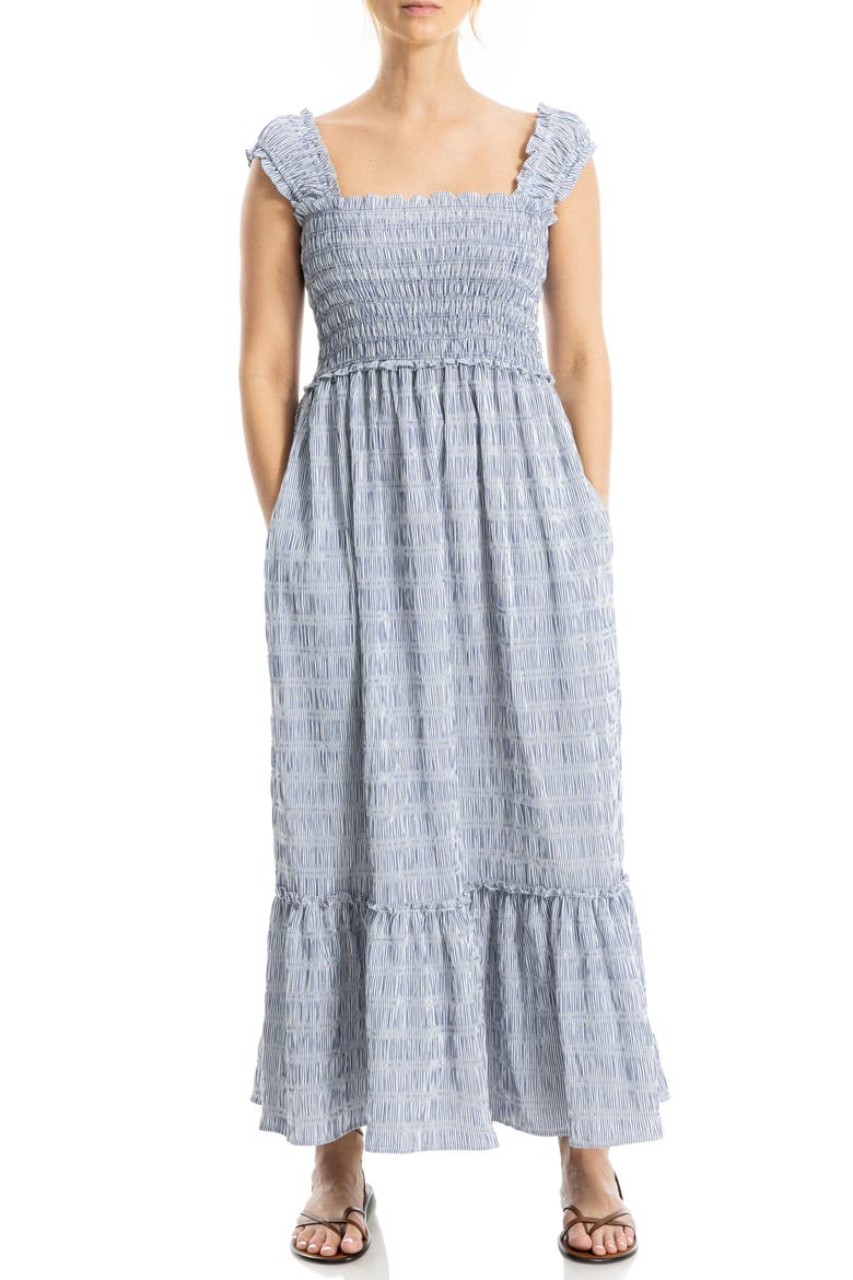 Tiered Printed Sundress, Alternate, color, NAVY/ WHITE