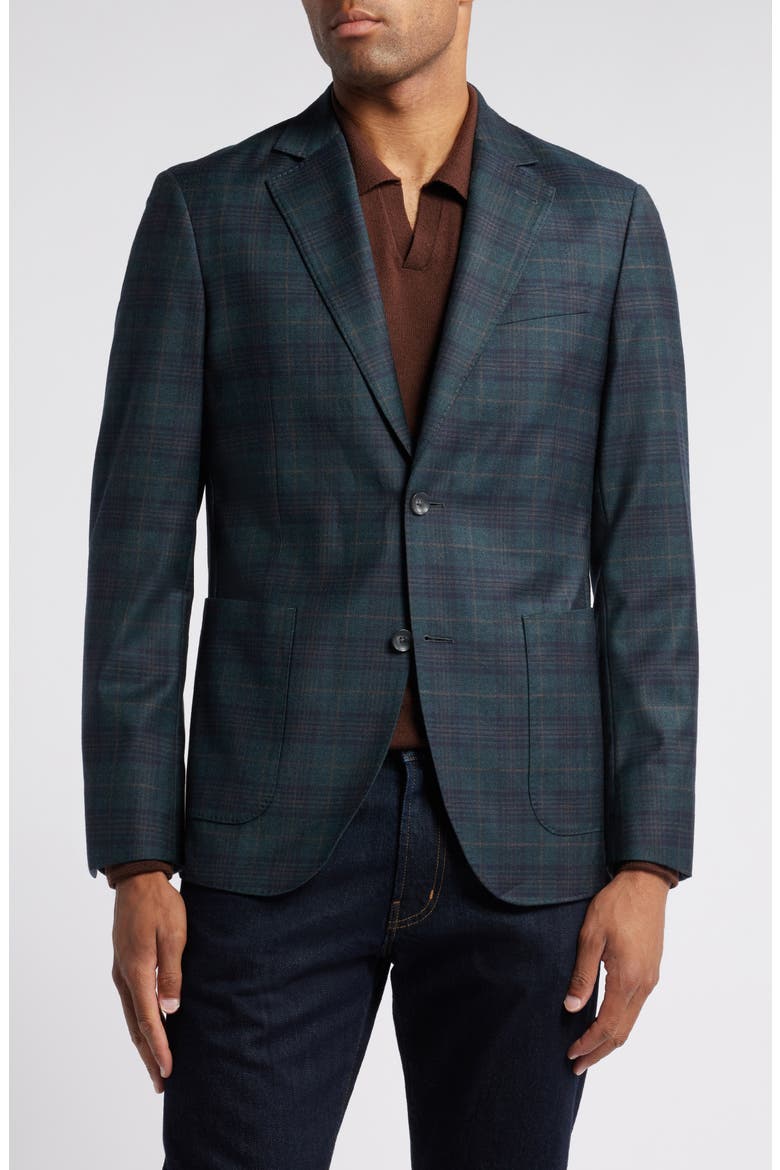 Milzo Plaid Wool Sport Coat, Alternate, color, DARK GREEN MILAZZO PLAID