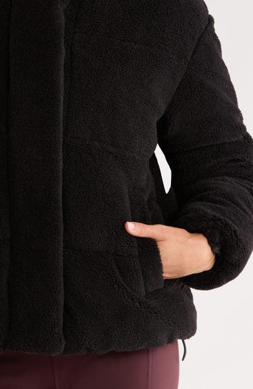 Zella Faux Shearling Puffer Jacket In Black