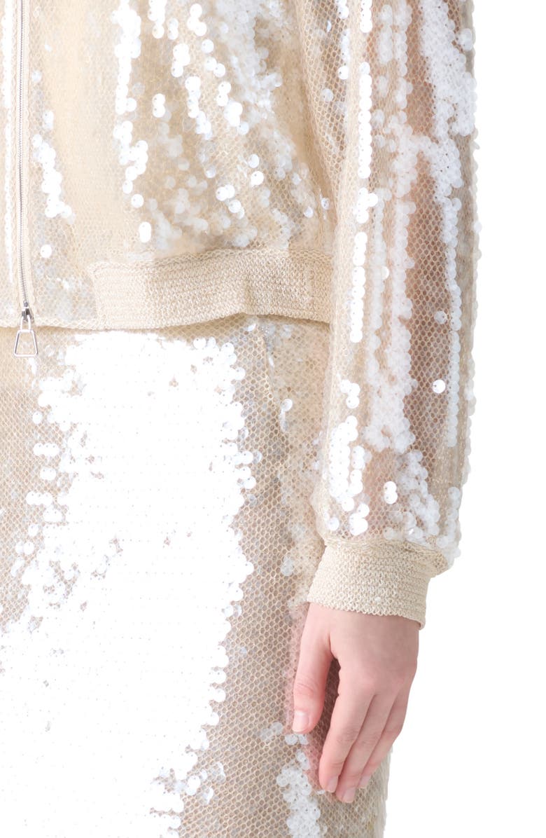 Akris Taide Sequin Mesh Bomber Jacket, Alternate, color, Greige