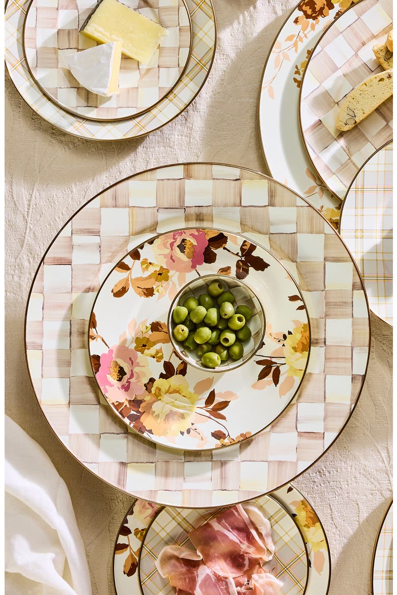 Mocha Check Serving Platter, Alternate, color, MOCHA