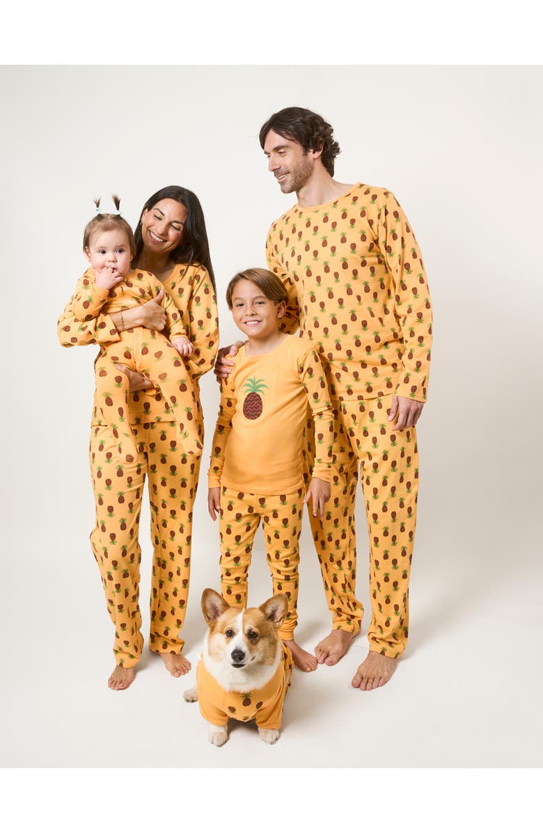 Leveret Footed Cotton Matching Family Pajamas, Nature & Water Prints, Alternate, color, Pineapple