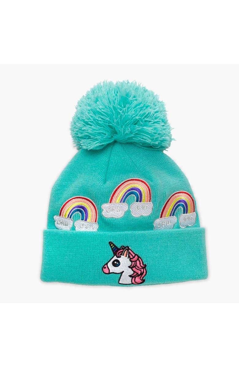 Turtle Fur Kids Unicorn Pom Winter Hat, Main, color, Aqua