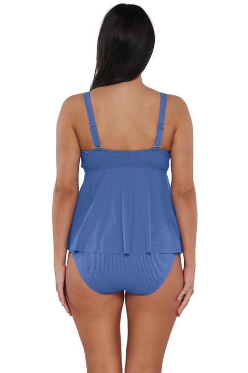 Sunsets Escape Marin Tankini Swimsuit Top In Harbor Blue Sandbar Rib