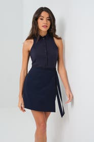 Anatomie Milana Sleeveless Collared Button Up Wrap Dress