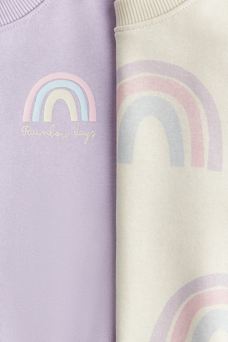 2-pack Puff-sleeved Sweatshirts, Alternate, color, Light purple/Rainbow
