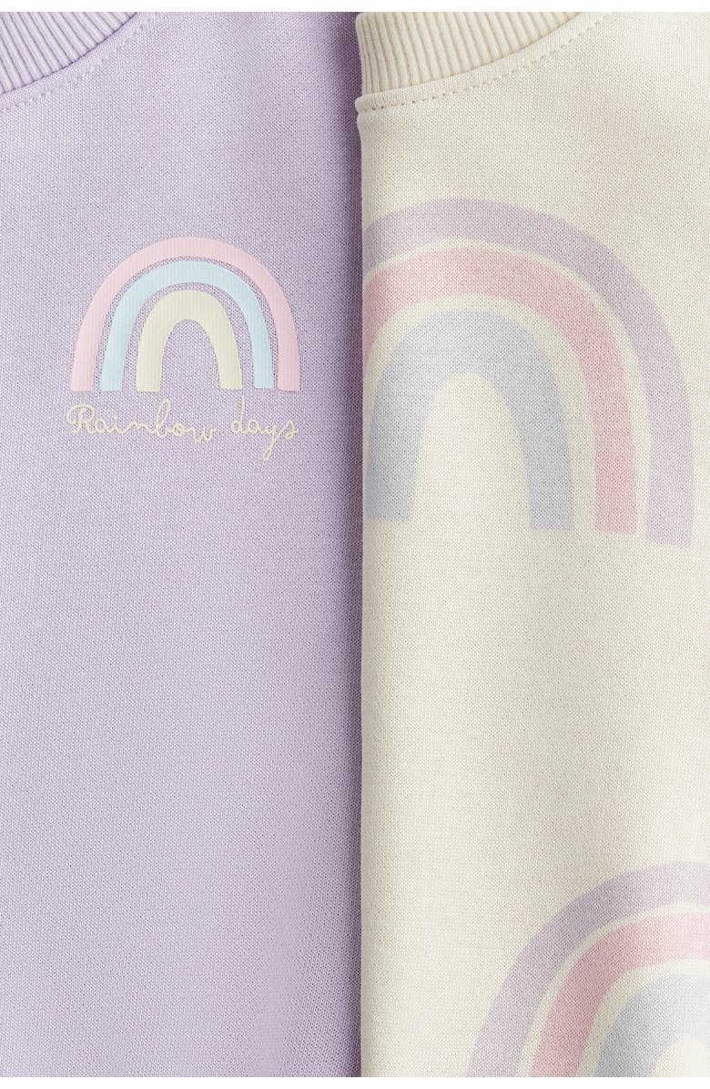 H&M 2-pack Puff-sleeved Sweatshirts, Alternate, color, Light Purple/Rainbow