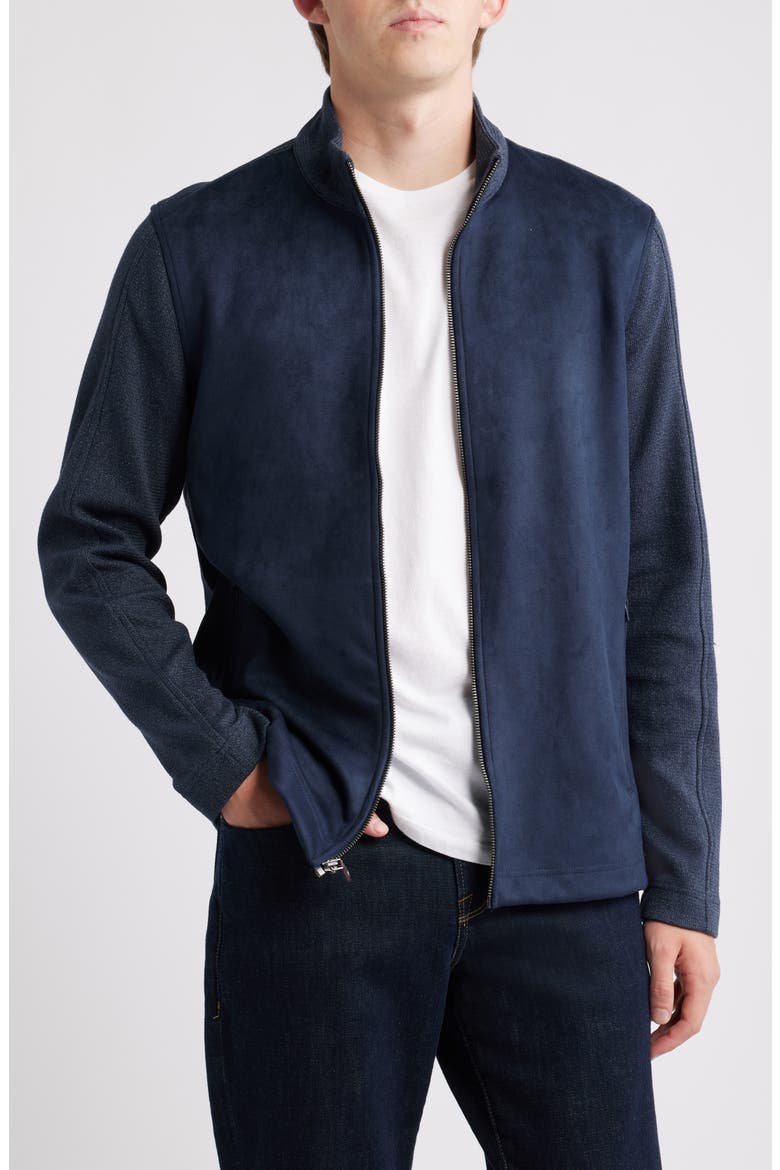Sueded Mixed Media Jacket, Main, color, NAVY