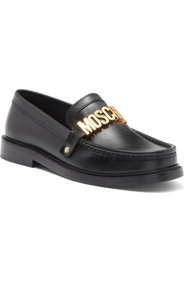 Moschino Metal Logo Loafer, Main, color,