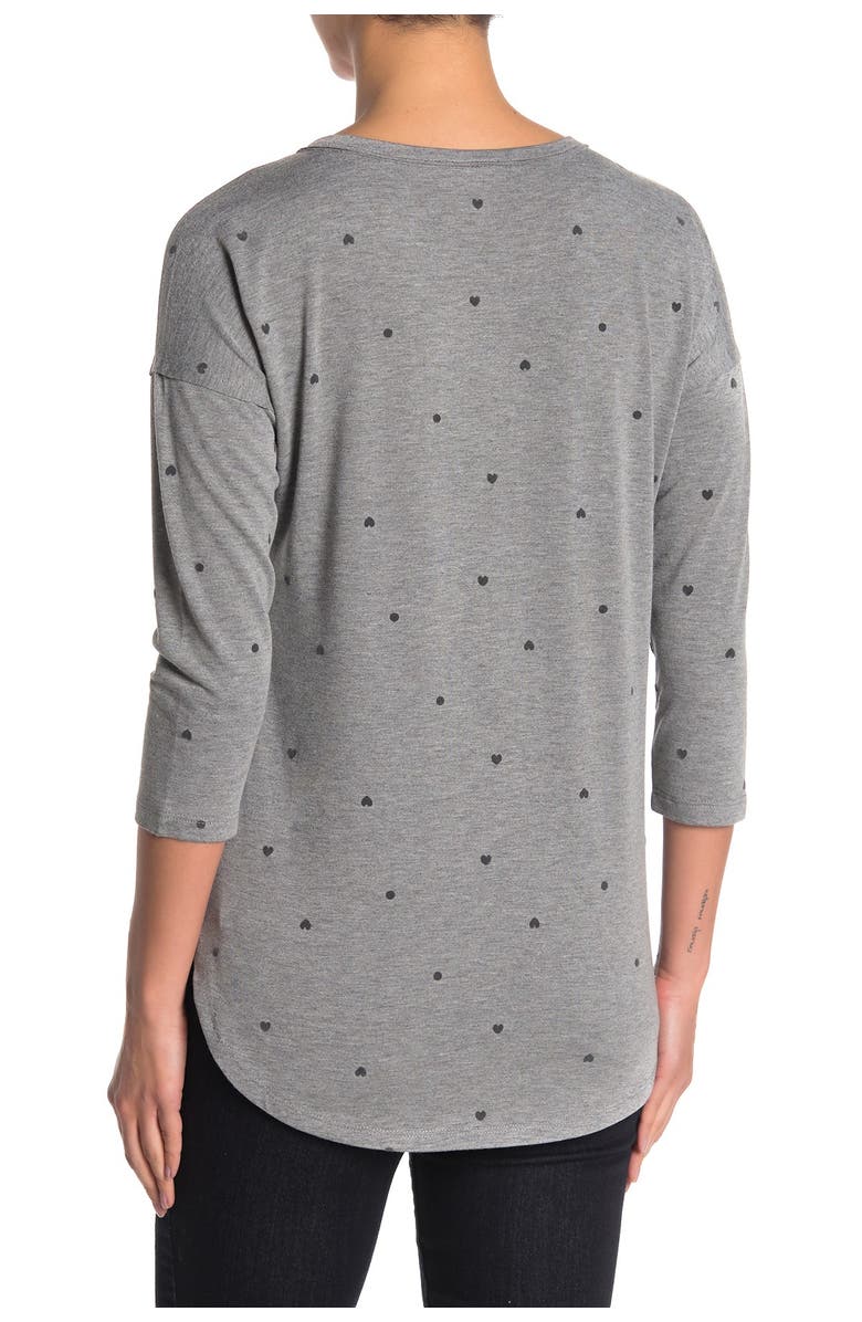 Bobeau Flocked 3/4 Length Sleeve Tunic, Alternate, color, 