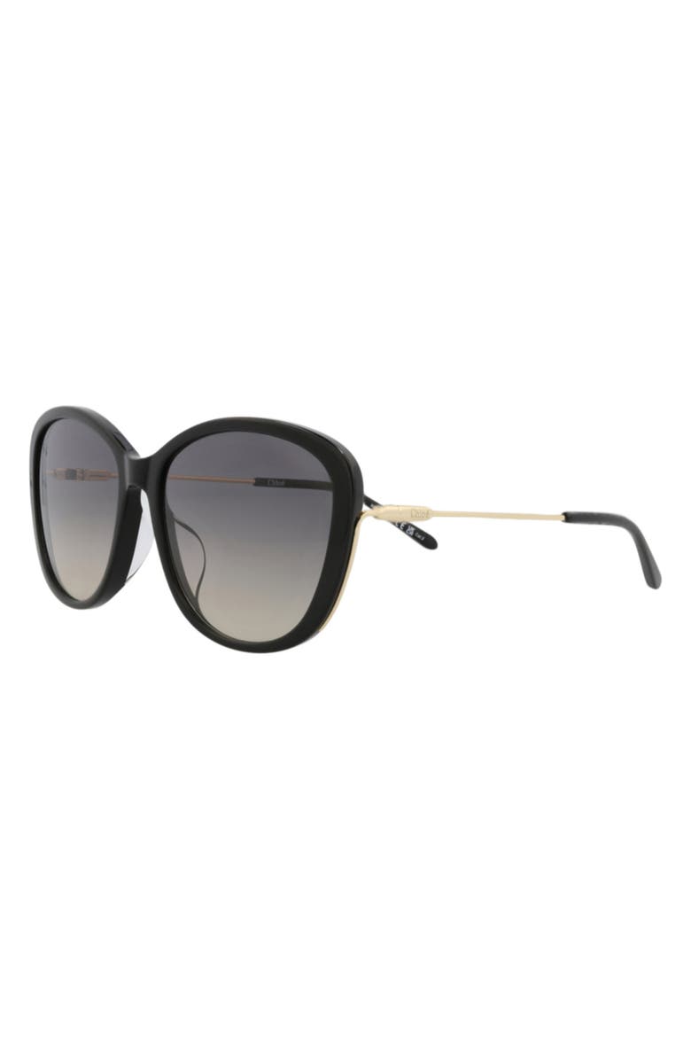 Chloé 59mm Square Gradient Sunglasses, Alternate, color, Black Gold Grey
