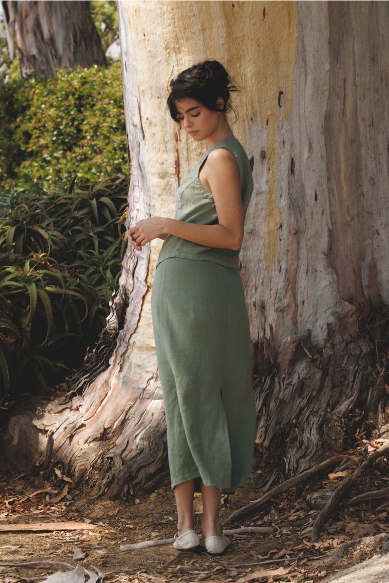 Philippine Maxi Linen Skirt, Alternate, color, Sage