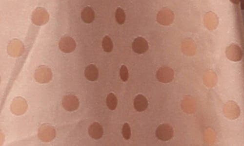Flying Tomato Polka Dot Long Sleeve Satin Midi Dress In Mocha